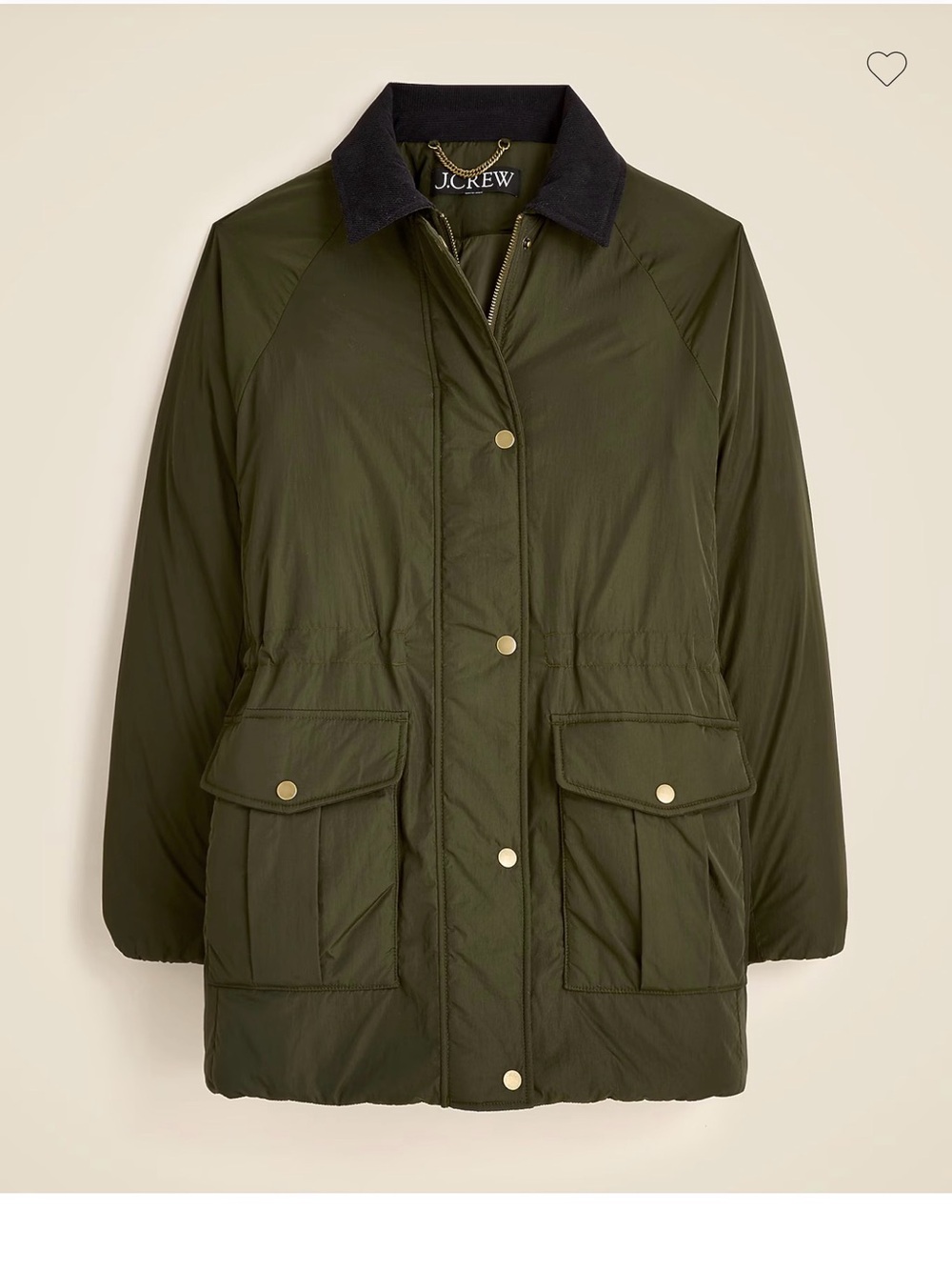 J. Crew Olive Green Utility Field Jacket with Contrast Collar